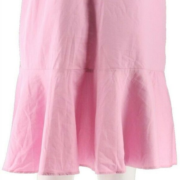 NWT JOAN RIVERS‎ PINK REGULAR LENGTH SLEEVELESS DENIM DRESS WITH FLOUNCE MEDIUM - Picture 8 of 12